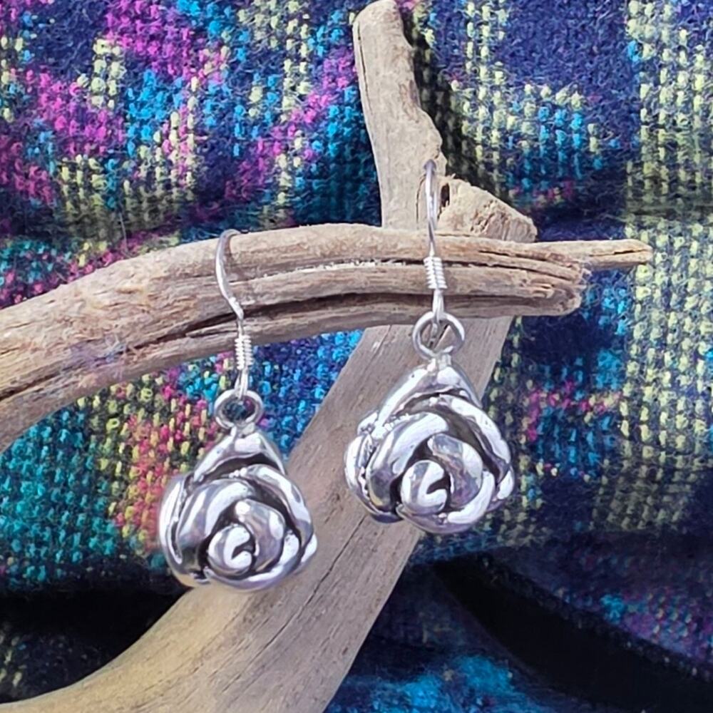 Electroform sterling silver rosebud earrings